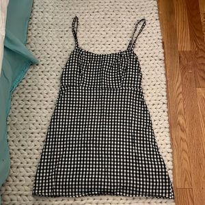 Brandy Melville Navy and White Gingham Mini Dress